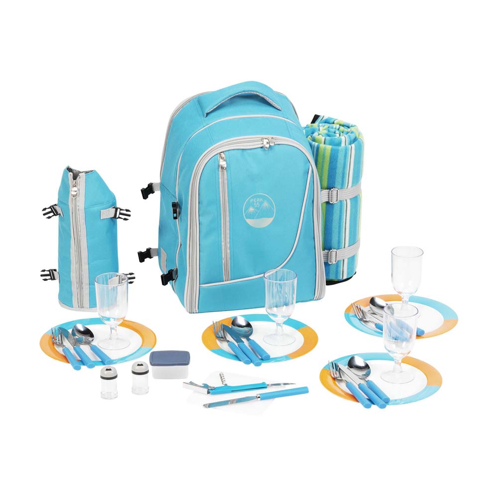 RUCSAC PICNIC ECHIPAT COMPLET 4 PERSOANE FAO ALBASTRU - imagine 4