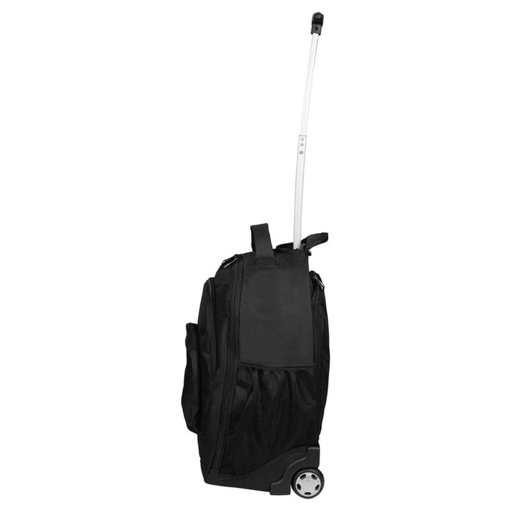RUCSAC TROLER PERSONALIZAT CU MANER TELESCOPIC SERTA NEGRU - imagine 5