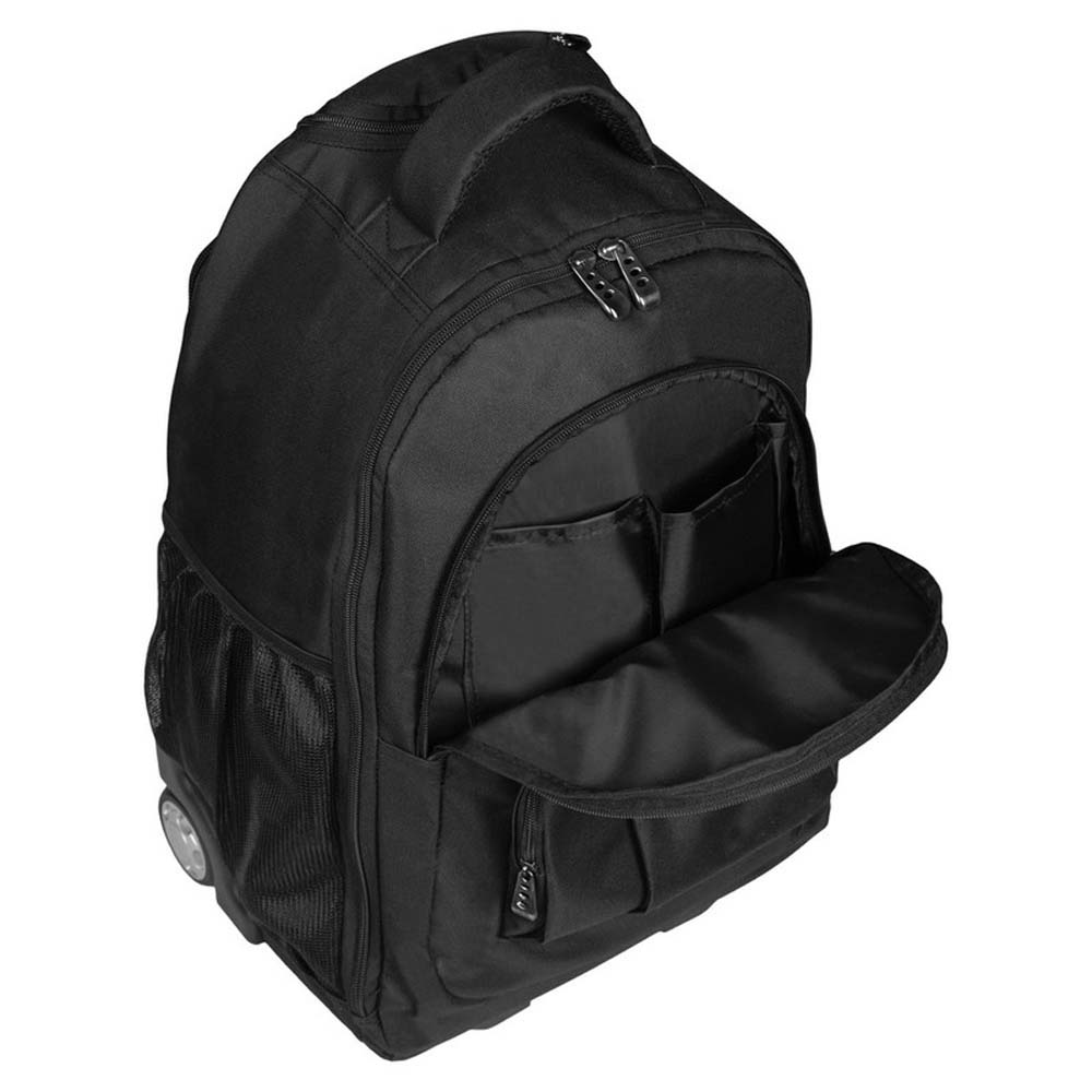 RUCSAC TROLER PERSONALIZAT CU MANER TELESCOPIC SERTA NEGRU - imagine 4