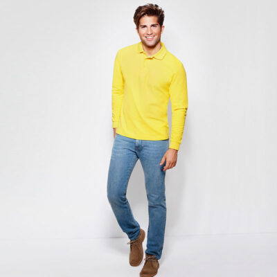 tricou-long-polo-barbati-galben