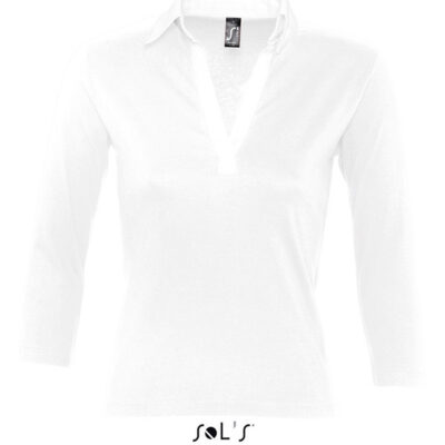 tricou-polo-bicolor-dama-alb