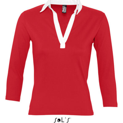 tricou-polo-bicolor-dama-rosu