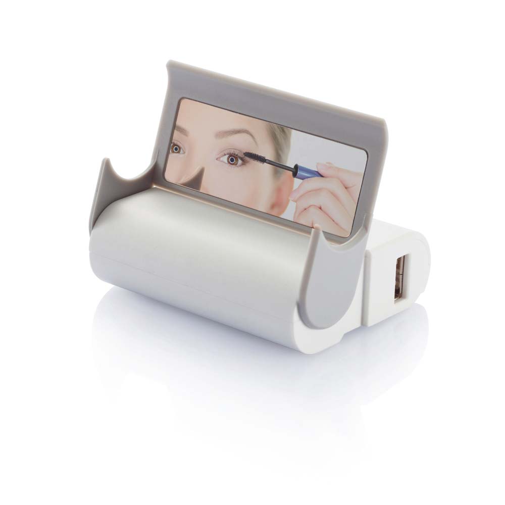 BATERIE EXTERNA 4000mAh MULTIFUNCTIONALA MIRROR ALB/GRI - imagine 4