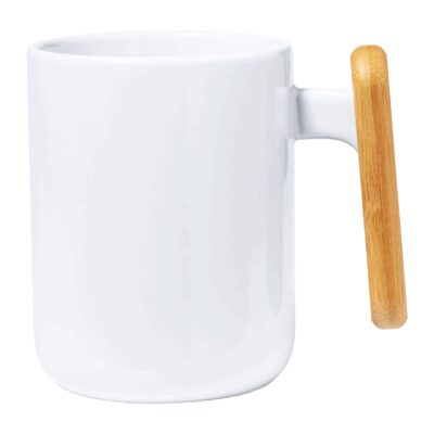 CANA CERAMICA MYSTRAL, CU MANER BAMBUS, 480 ML, ALB