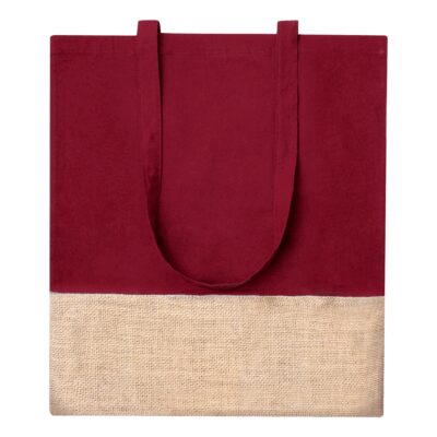 GEANTA DE CUMPARATURI BICOLORA SUELVA, BUMBAC, IUTA, BURGUNDY