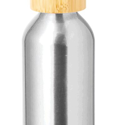 STICLA APA CU CAPAC PENTRU TRANSPORT DIN BAMBUS IRVINSON, ALUMINIU RECICLAT, 600 ML, ARGINTIU