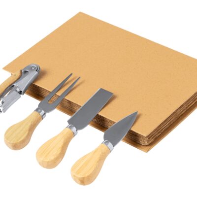 SET ACCESORII SERVIRE BRANZA SONDREX, IN CUTIE TIP CARTE, BAMBUS, INOX, NATURAL